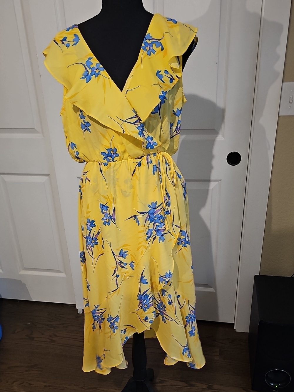 Socialite Yellow Floral High-Low Wrap Dress